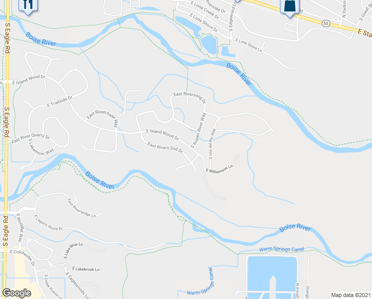map of restaurants, bars, coffee shops, grocery stores, and more near 1374 East Rivers End Drive in Eagle