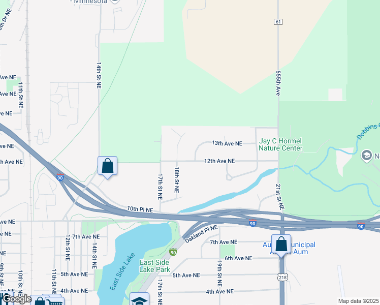 map of restaurants, bars, coffee shops, grocery stores, and more near 1303 18th Drive Northeast in Austin