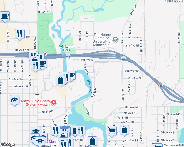 map of restaurants, bars, coffee shops, grocery stores, and more near 408 13th Avenue Northeast in Austin