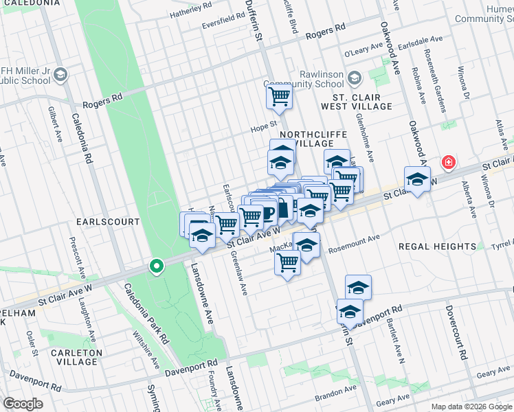 map of restaurants, bars, coffee shops, grocery stores, and more near 49 Boon Avenue in Toronto