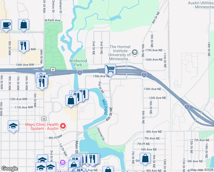 map of restaurants, bars, coffee shops, grocery stores, and more near 408 13th Avenue Northeast in Austin