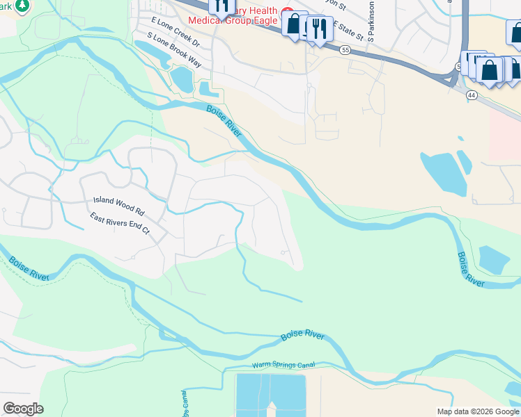 map of restaurants, bars, coffee shops, grocery stores, and more near 898 East Williamson Lane in Eagle