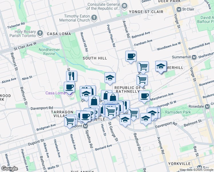 map of restaurants, bars, coffee shops, grocery stores, and more near 77 Boulton Drive in Toronto