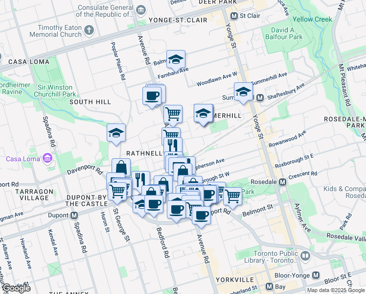 map of restaurants, bars, coffee shops, grocery stores, and more near 32 Sidney Street in Toronto