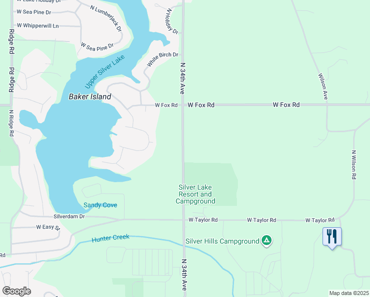 map of restaurants, bars, coffee shops, grocery stores, and more near 1786 North 34th Avenue in Mears