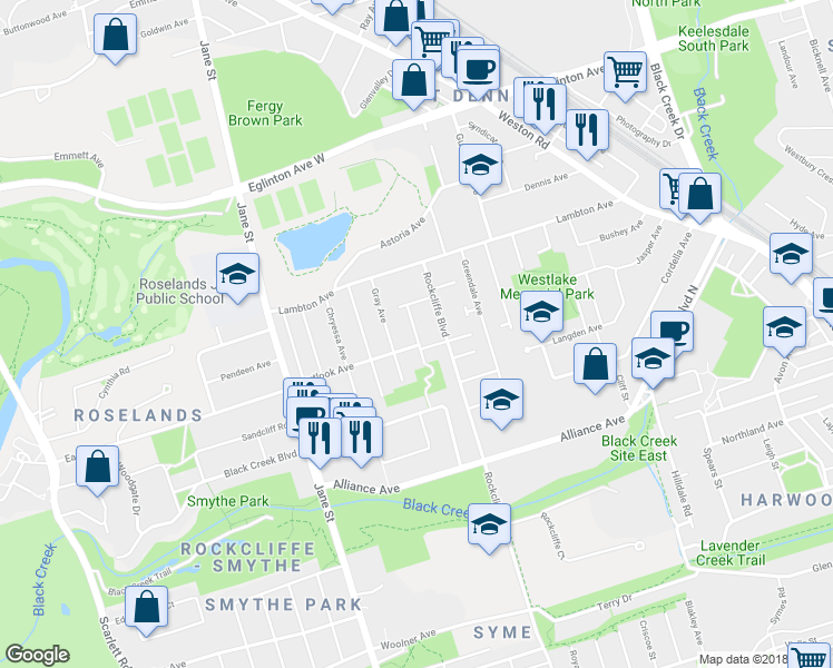 map of restaurants, bars, coffee shops, grocery stores, and more near 13 Teston Boulevard in Toronto