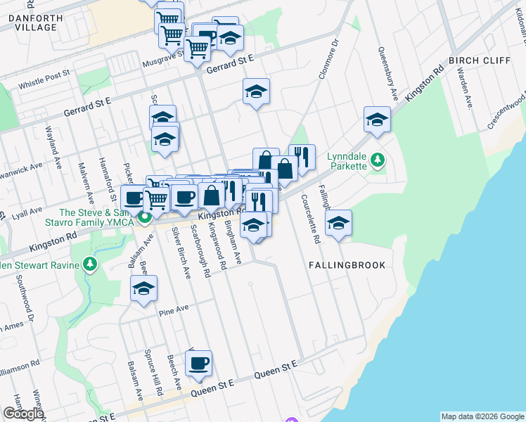 map of restaurants, bars, coffee shops, grocery stores, and more near in Toronto