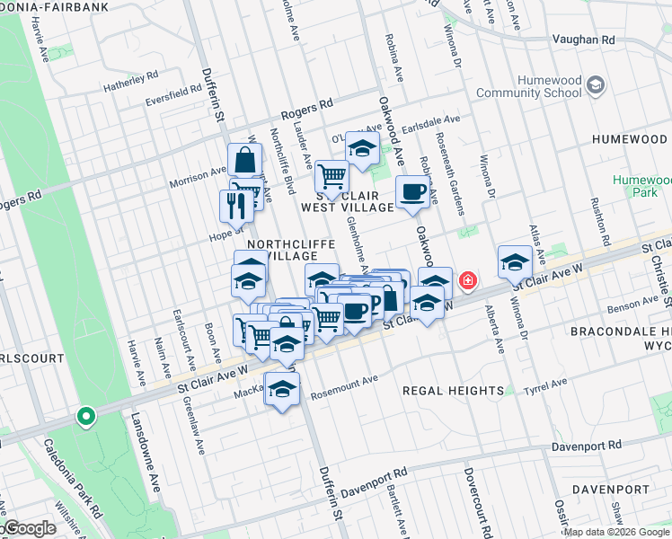 map of restaurants, bars, coffee shops, grocery stores, and more near 226 Lauder Avenue in Toronto