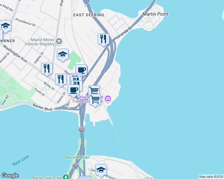 map of restaurants, bars, coffee shops, grocery stores, and more near 30 Windsor Terrace in Portland