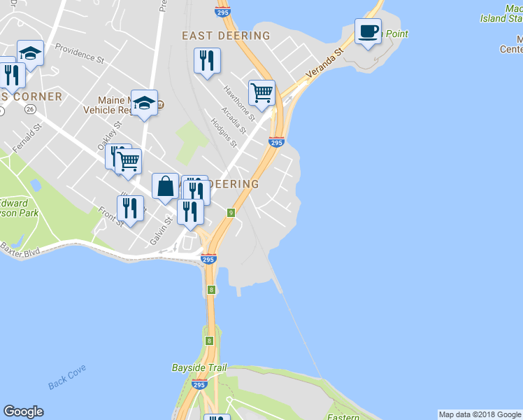 map of restaurants, bars, coffee shops, grocery stores, and more near 10 Berwick Street in Portland