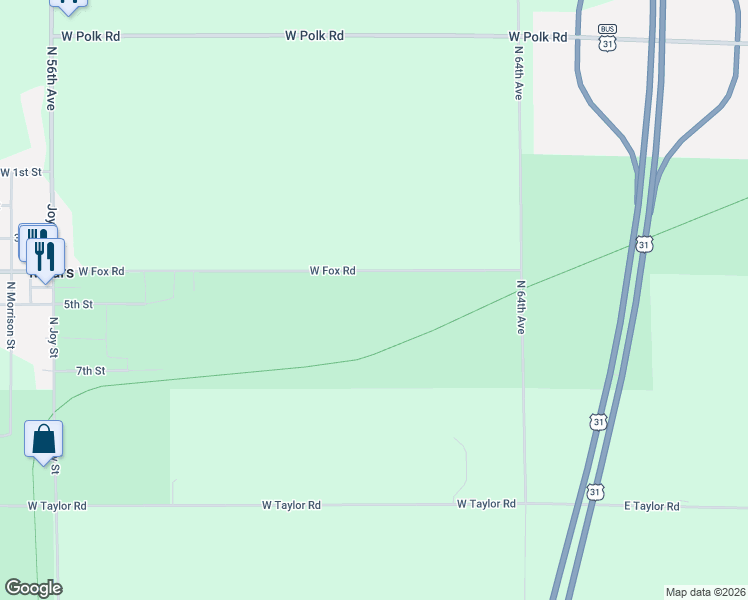 map of restaurants, bars, coffee shops, grocery stores, and more near 5179 West Fox Road in Mears