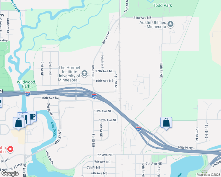 map of restaurants, bars, coffee shops, grocery stores, and more near 1100 16th Avenue Northeast in Austin