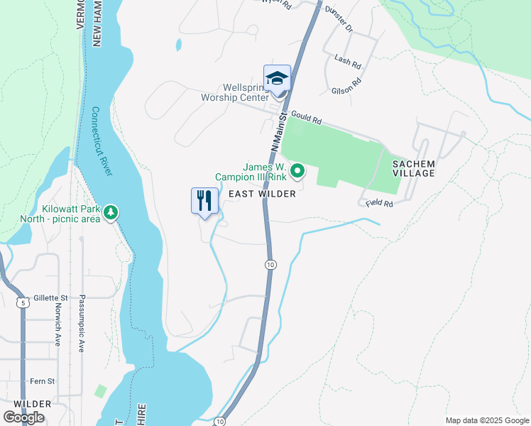 map of restaurants, bars, coffee shops, grocery stores, and more near 376 New Hampshire 10 in Lebanon