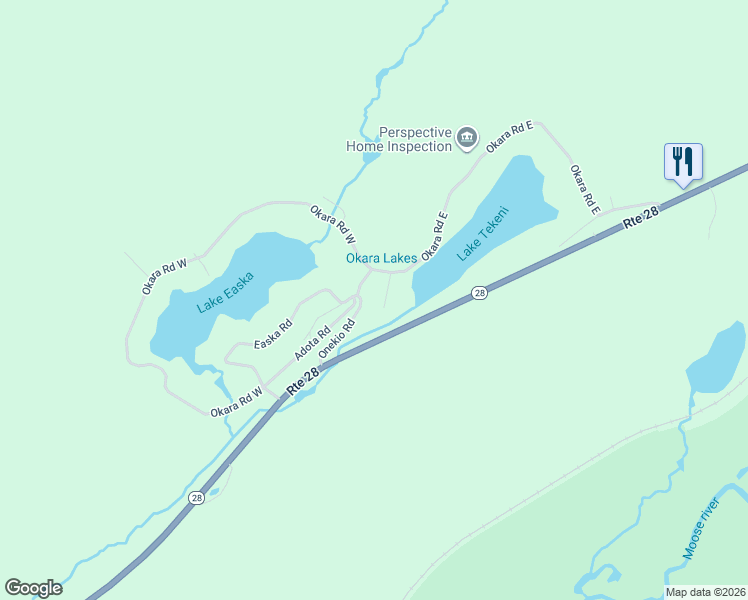 map of restaurants, bars, coffee shops, grocery stores, and more near 144 Onekio Road in Thendara