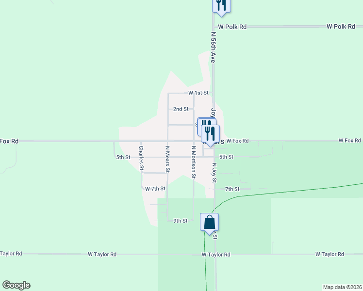 map of restaurants, bars, coffee shops, grocery stores, and more near 5753 West Fox Road in Mears