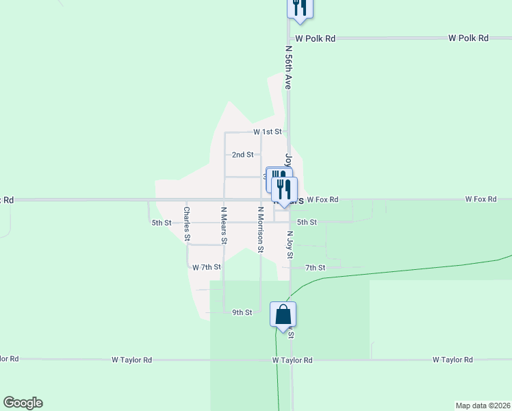 map of restaurants, bars, coffee shops, grocery stores, and more near 5753 West Fox Road in Mears