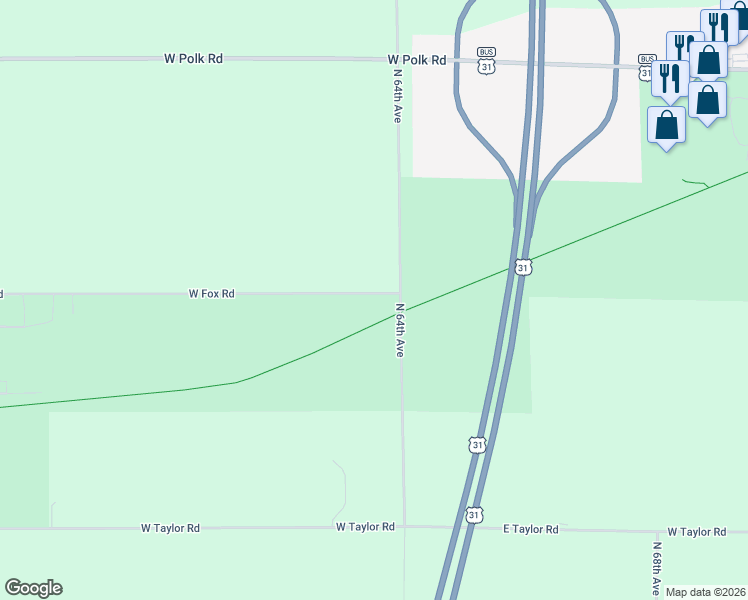 map of restaurants, bars, coffee shops, grocery stores, and more near 4801-4917 West Fox Road in Mears