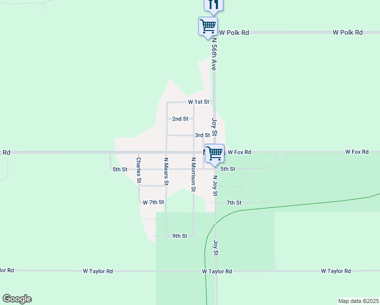 map of restaurants, bars, coffee shops, grocery stores, and more near 5689 West Fox Road in Mears