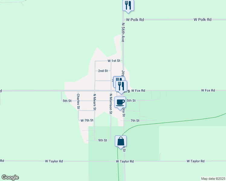 map of restaurants, bars, coffee shops, grocery stores, and more near in Mears