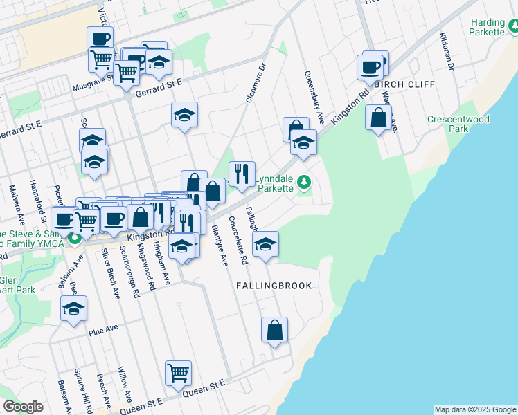 map of restaurants, bars, coffee shops, grocery stores, and more near 2 Anndale Road in Toronto