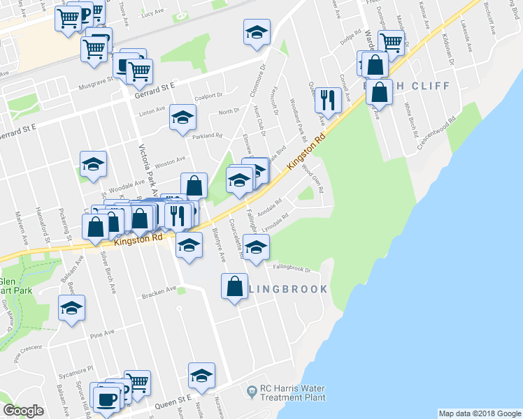 map of restaurants, bars, coffee shops, grocery stores, and more near 4 Anndale Road in Toronto