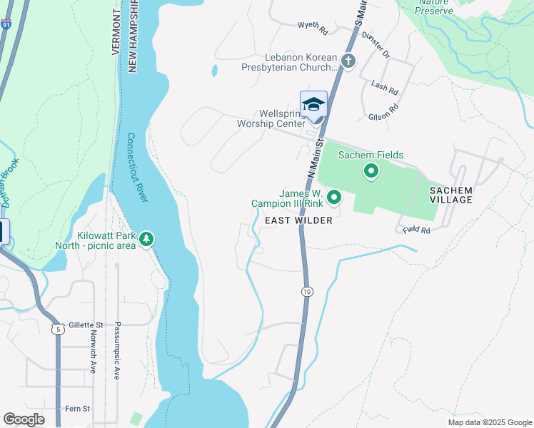 map of restaurants, bars, coffee shops, grocery stores, and more near 69 Lily Lane in Lebanon