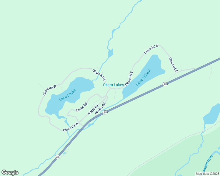 map of restaurants, bars, coffee shops, grocery stores, and more near Okara Road West in Thendara