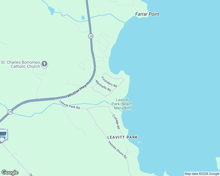 map of restaurants, bars, coffee shops, grocery stores, and more near 12 Marinello Road in Meredith