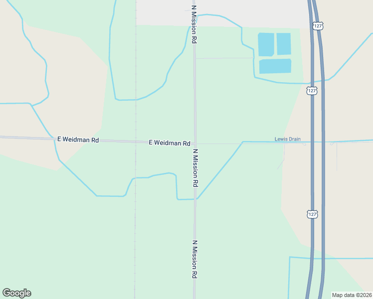 map of restaurants, bars, coffee shops, grocery stores, and more near 2707-2999 North Mission Road in Rosebush