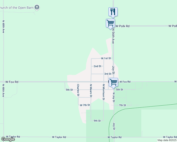 map of restaurants, bars, coffee shops, grocery stores, and more near 1987 North Mears Street in Mears