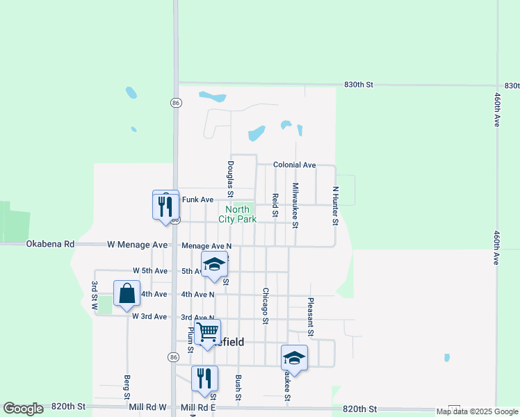 map of restaurants, bars, coffee shops, grocery stores, and more near in Lakefield