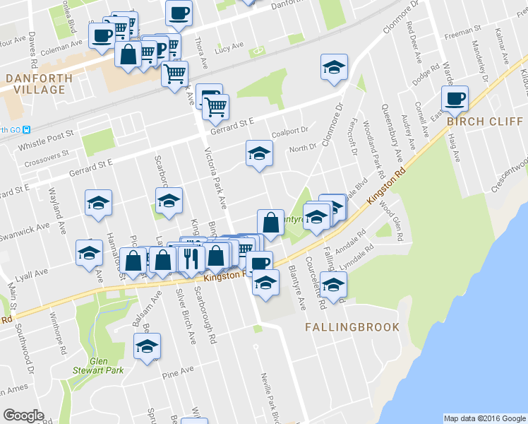 map of restaurants, bars, coffee shops, grocery stores, and more near 44 Northview Avenue in Toronto
