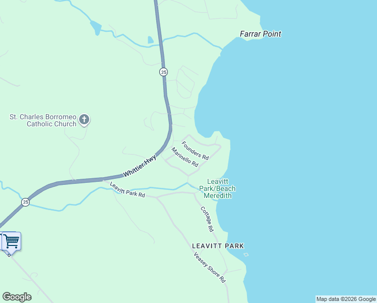 map of restaurants, bars, coffee shops, grocery stores, and more near 12 Marinello Road in Meredith