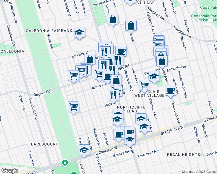 map of restaurants, bars, coffee shops, grocery stores, and more near 113 Sellers Avenue in Toronto