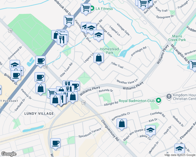 map of restaurants, bars, coffee shops, grocery stores, and more near 114 Binder Twine Trail in Brampton