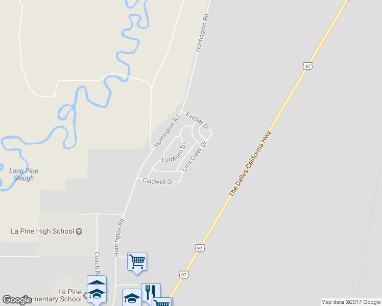 map of restaurants, bars, coffee shops, grocery stores, and more near 51860 Hollinshead Place in La Pine