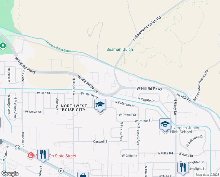 map of restaurants, bars, coffee shops, grocery stores, and more near 7977 Roe Lane in Garden City
