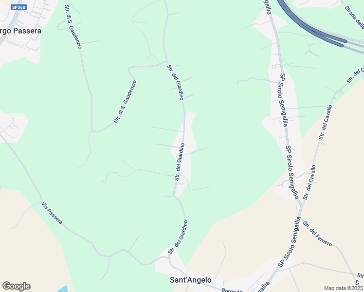 map of restaurants, bars, coffee shops, grocery stores, and more near 177A Strada del Giardino in Provincia di Ancona