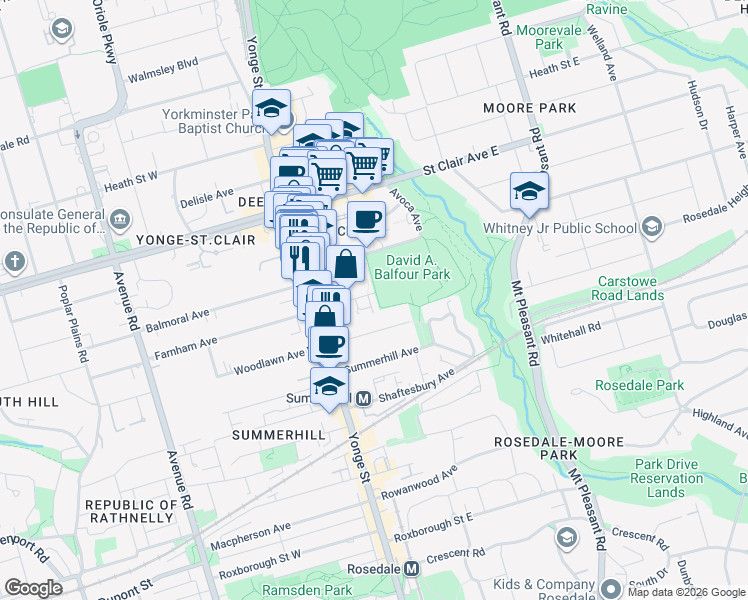 map of restaurants, bars, coffee shops, grocery stores, and more near 49 Jackes Avenue in Toronto