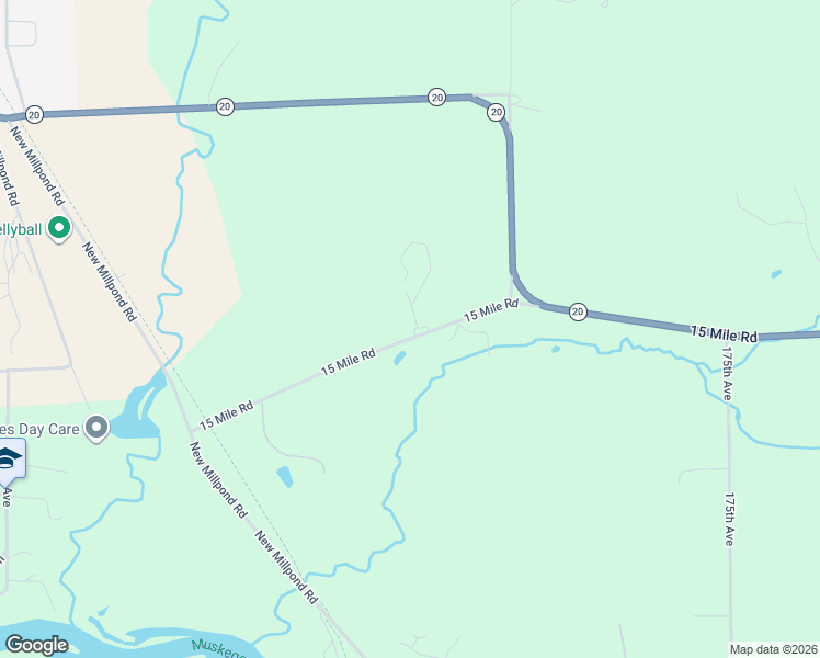 map of restaurants, bars, coffee shops, grocery stores, and more near 18190 15 Mile Road in Big Rapids