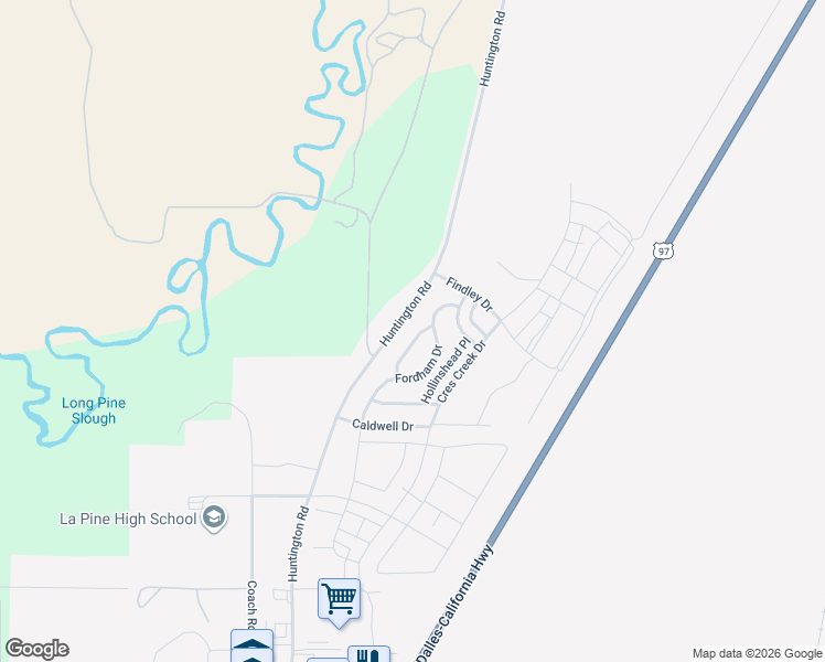map of restaurants, bars, coffee shops, grocery stores, and more near 51887 Trapper George Lane in La Pine