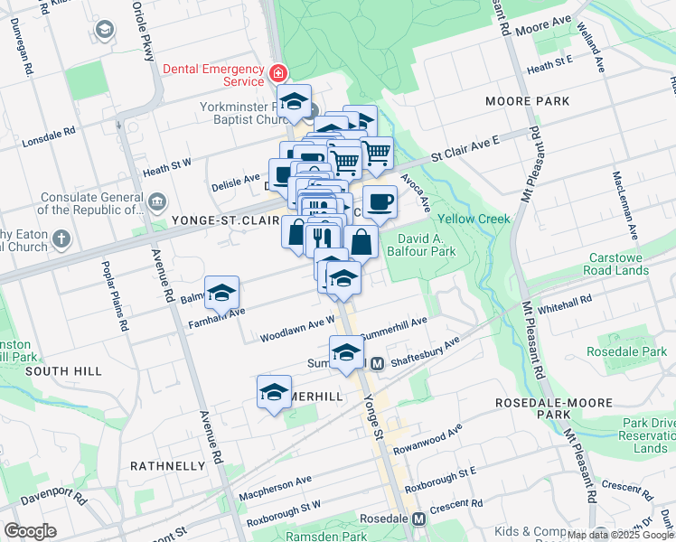 map of restaurants, bars, coffee shops, grocery stores, and more near 44 Jackes Avenue in Toronto