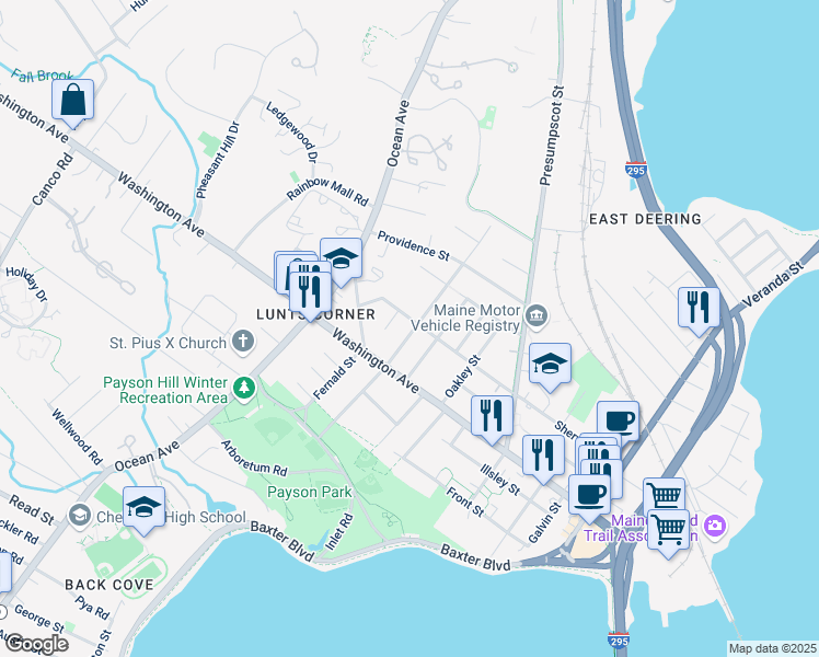 map of restaurants, bars, coffee shops, grocery stores, and more near 315 Sherwood Street in Portland