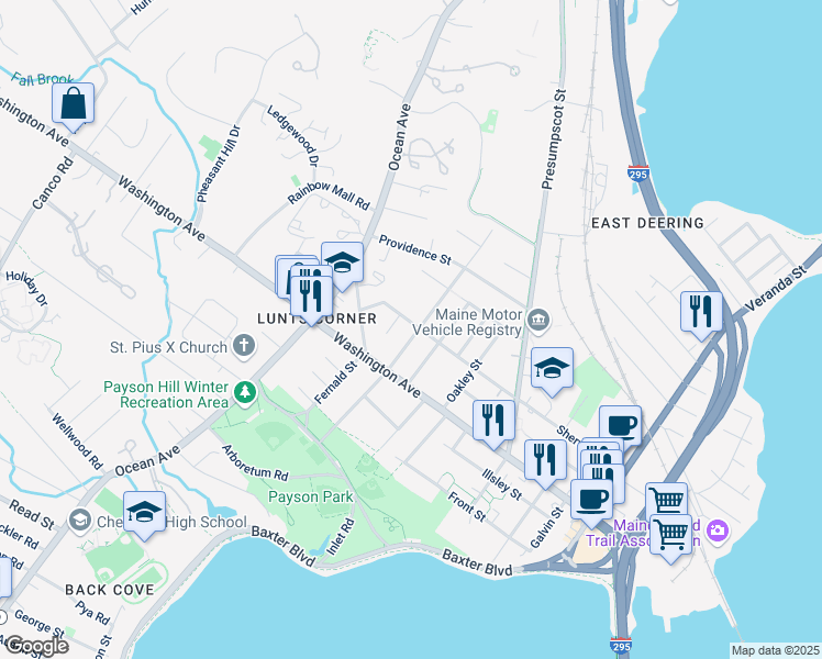 map of restaurants, bars, coffee shops, grocery stores, and more near 315 Sherwood Street in Portland