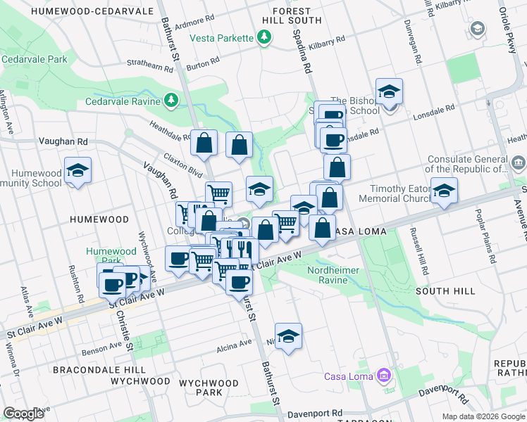 map of restaurants, bars, coffee shops, grocery stores, and more near 21 Tichester Road in Toronto