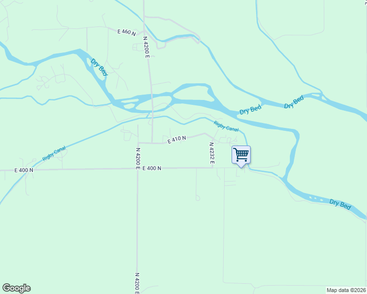 map of restaurants, bars, coffee shops, grocery stores, and more near 4222 East 410 North in Rigby