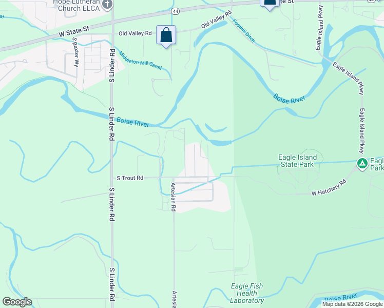map of restaurants, bars, coffee shops, grocery stores, and more near 4200 West Hatchery Road in Eagle