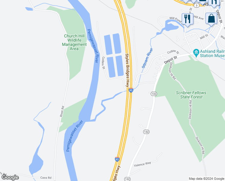 map of restaurants, bars, coffee shops, grocery stores, and more near 17 Birdrunner Road in New Hampton