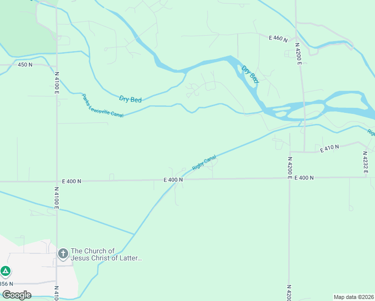 map of restaurants, bars, coffee shops, grocery stores, and more near 4155 East 400 North in Rigby