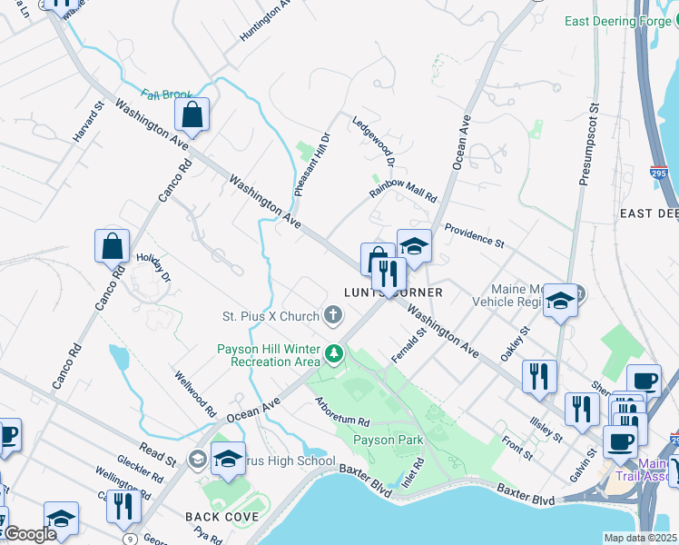 map of restaurants, bars, coffee shops, grocery stores, and more near 528 Ocean Avenue in Portland